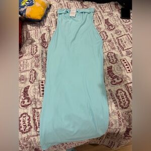 Chic Turquoise Sleeveless Maxi Dress